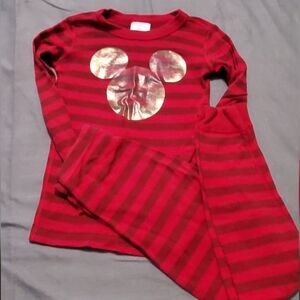 Hanna Andersson Used-Red Striped Pj Kids Set. Mickey graphic a bit faded.